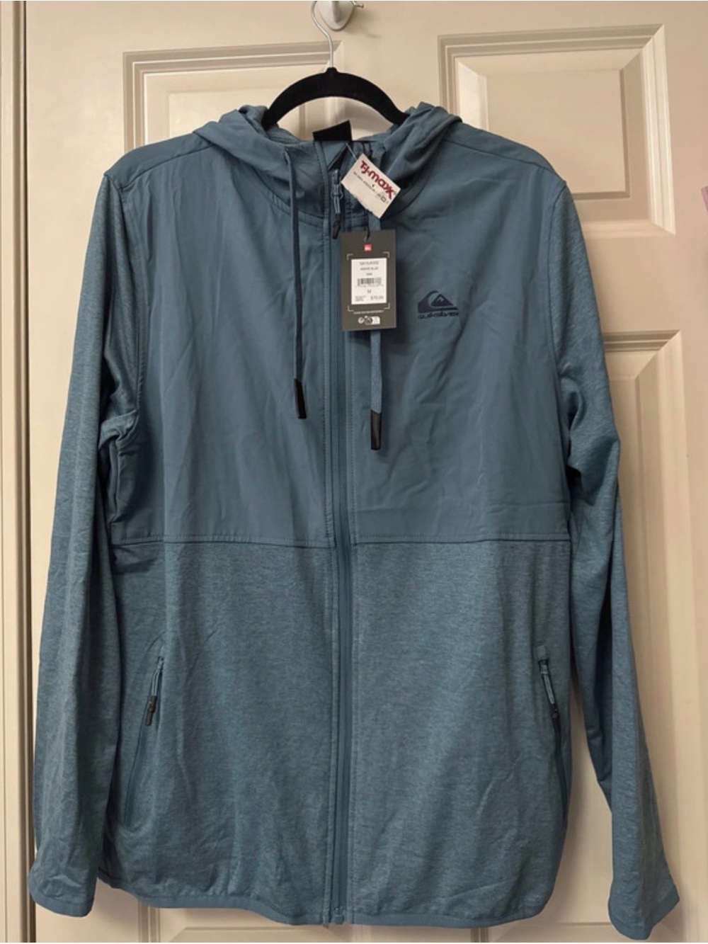 Quiksilver Men's Two-Tone Slate Blue Hooded Zip Jacket
